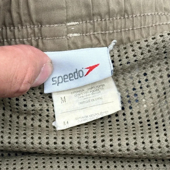 Men's SPEEDO Swim Trunks Navy & Gray Sz MEDIUM drawstring CARGO pockets - Picture 5 of 7